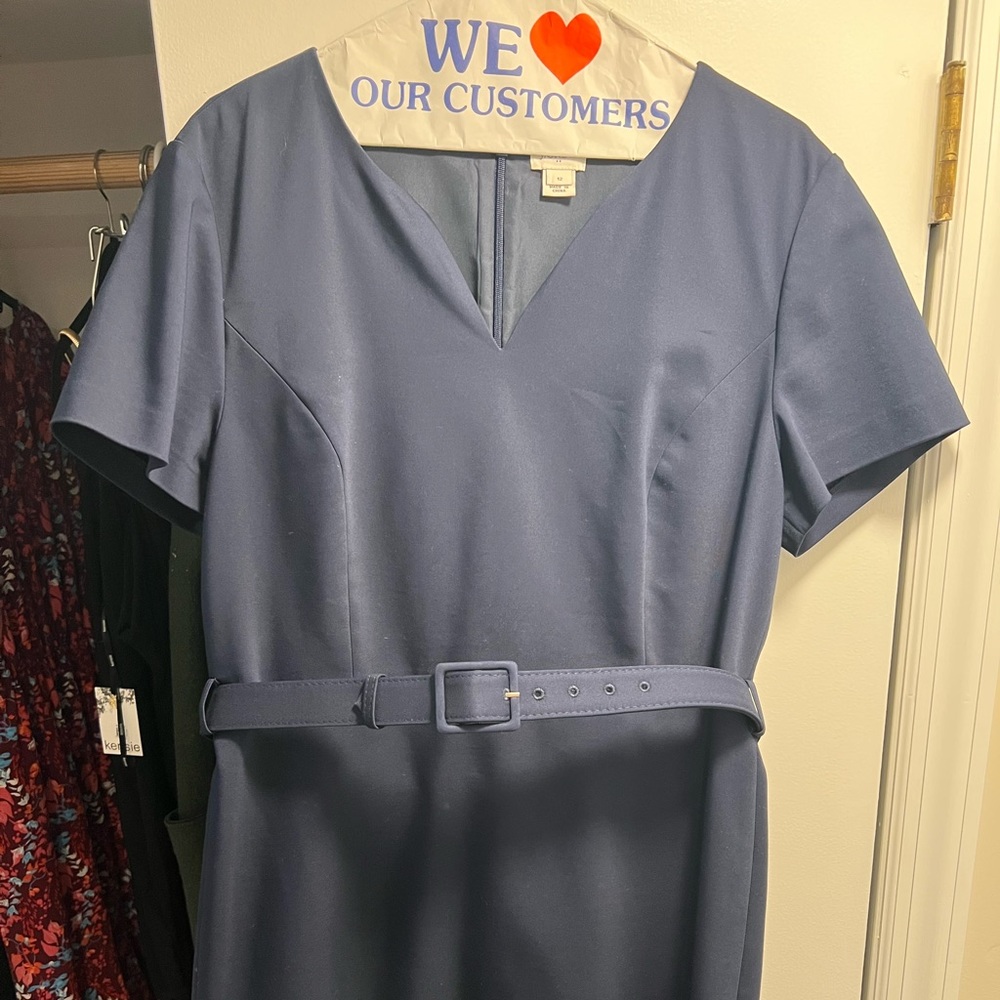 J. Crew Navy Belt Dress